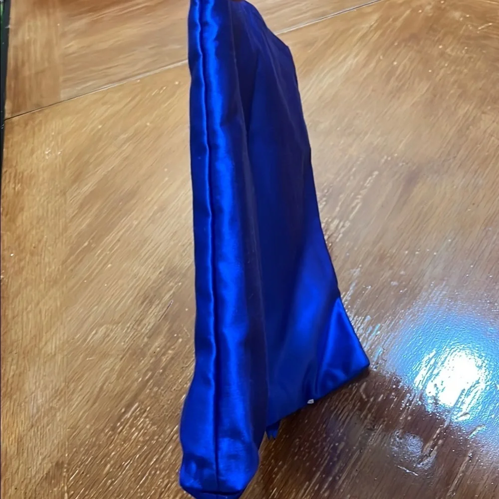Diane Von Furstenberg Vibrant‎ Blue Satin Clutch with Gold Zipper Party Wedding